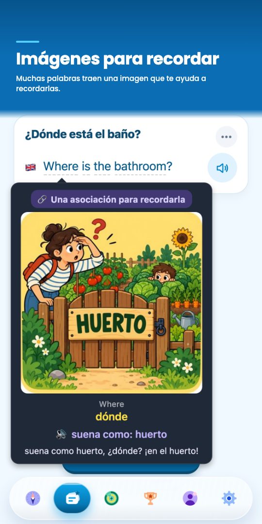 Imágenes para recordar: toca una palabra y verás una imagen que te ayuda a recordarla