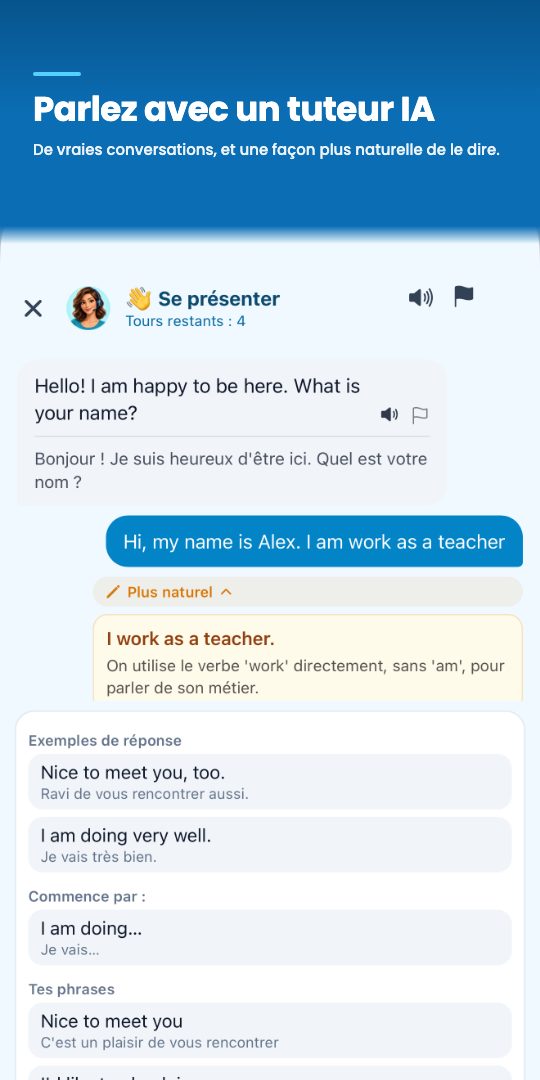 Parlez avec un tuteur IA — de vraies conversations, et une façon plus naturelle de le dire